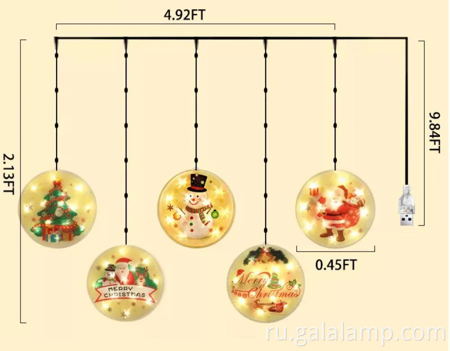 Очаровательные светодиодные сказочные огни с Santa и Elk Designs